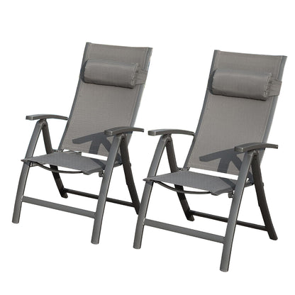 Patio Folding Chairs Set of 2,Textilene Fabric Seat