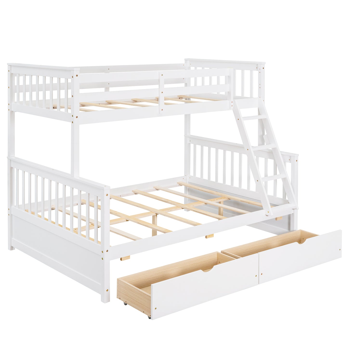 Stefan Twin over Full Bunk Bed with Ladder and Two Storage Drawers, White