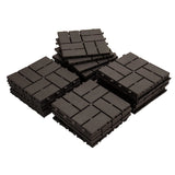 Patio Interlocking Deck Tiles, 12'x12' Square Composite Decking Tiles, Four Slat Plastic Outdoor Flooring Tile All Weather for Balcony Porch Backyard (Brown, Pack of 9)