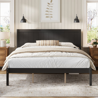Platform Bed Frame with Headboard , Wood Slat Support , No Box Spring Needed ,King,Espresso