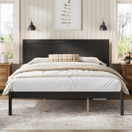 Platform Bed Frame with Headboard , Wood Slat Support , No Box Spring Needed ,King,Espresso