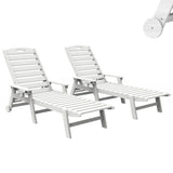 Outdoor Lounge Chairs Set of 2, HDPE Pool Chaise Lounge Chairs for Poolside, Pool Loungers for Outside, Patio, Sunbathing Tanning, White