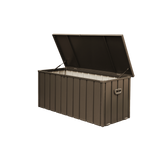 100 Gallon Outdoor Storage Deck Box Waterproof, Large Patio Storage Bin for Outside Cushions, Throw Pillows, Garden Tools, Lockable (Dark Brown)