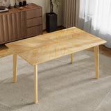 Retro Dining Table, Kitchen Room Table for 6, Minimalist Rectangular Dinette Table for Dining Room and Kitchen, Rubberwood Legs