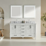 Fully Assembled 60'' Freestanding Double Bathroom Vanity with 2 Handle Sets
