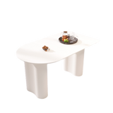 Modern Cream Style Dining Table with Round Wave Legs, MDF, 63-Inch, 4-8 Person