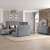 Encore Modern Style Tufted and Upholstered Queen 4PC Bedroom set made with wood in Gray(NJ INVENTORY)