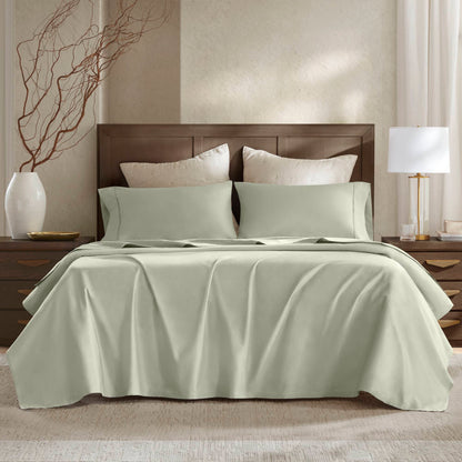 4 Pieces King Sateen Sheet Set,Sage