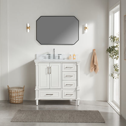 Fully Assembled 36'' Freestanding Single Bathroom Vanity with 2 Handle Sets
