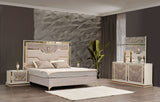 Omari Modern Style 4 Pc Queen Upholstered Bedroom Set Made with Wood and Gold Accents in Beige (NJ Inventory)