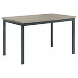 Grey and Black Rectangle Dining Table with Weathered-Grey MDF Top and Metal Legs, 48-Inch Long