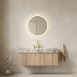 MURI 48' Bathroom Vanity&Sink, Floating Plywood Storage Cabinet with Drawer&Doors, Light Gray Sintered Stone Top&Ceramic Basin with 3 Pre-drilled Faucet Holes, Pre-assembled, White Oak Woodgrain Color