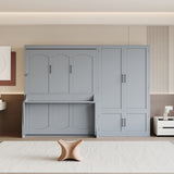 Queen Size Murphy Bed Wall Bed with Closet,Gray(OLD SKU:LP000581AAE)