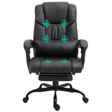 Vinsetto High Back Massage Office Chair with 6 Vibration Points, PU Leather Reclining Computer Chair, Ergonomic Office Chair with Footrest Adjustable Height and Remote, Black