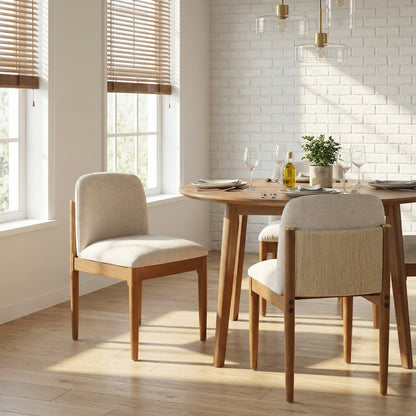 Modern dining chair,kitchen chair with woven rope backrest and solid wood legs, Dining Chairs for Home Bar/Restaurant and Dining Room,Set of 2,Walnut
