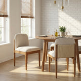 Modern dining chair,kitchen chair with woven rope backrest and solid wood legs, Dining Chairs for Home Bar/Restaurant and Dining Room,Set of 2,Walnut