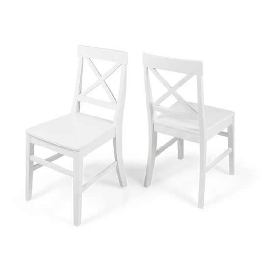 Plethora Dining Chair with X-Shaped Back, Set of 2, White