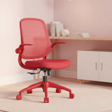 Ergonomic Color Office Chair 500lb (About 226.8kg), Home Office, Mesh Back, Integrated Molded Foam, Comfortable Sitting, Flipping Armrest, Fireproof, Rotating, Lifting Multifunctional Chair (Red)