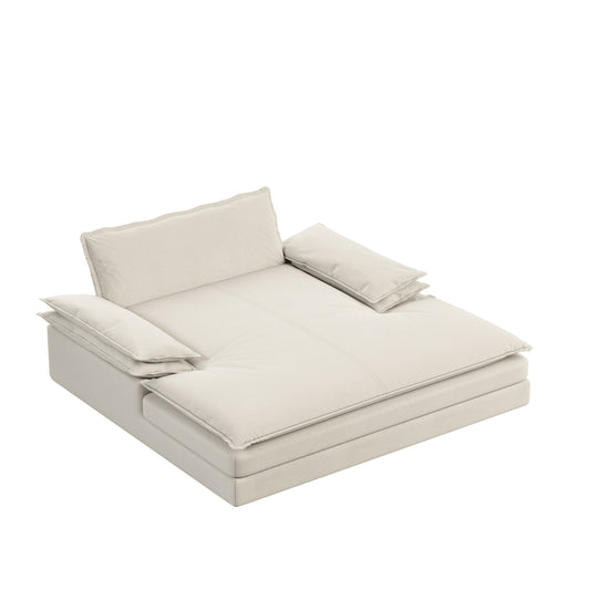 Modern Oversized Double Chaise Lounge Chair,Deep Seat Upholstered Reading Chair with Detachable Design,Chenille Lazy Sofa w/ Large Pillows & Wide Armrests,Suitable for Living Rooms, Apartments