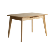 Natural Solid Oak Round Corner Diagonal Leg Telescopic Table Extending Dining Table Fitted With Metal Slide, for 6-8 people to meet 
 Dining table wood (light color)
