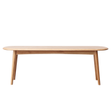 Natural Oak Dining Bench Table Bench with Half-Round Design for Living Room