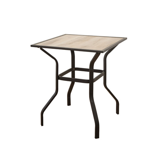 Outdoor Patio Bar Table Square Metal Table with Wood-Look Tabletop, for Garden Balcony Backyard Deck(1 Table)