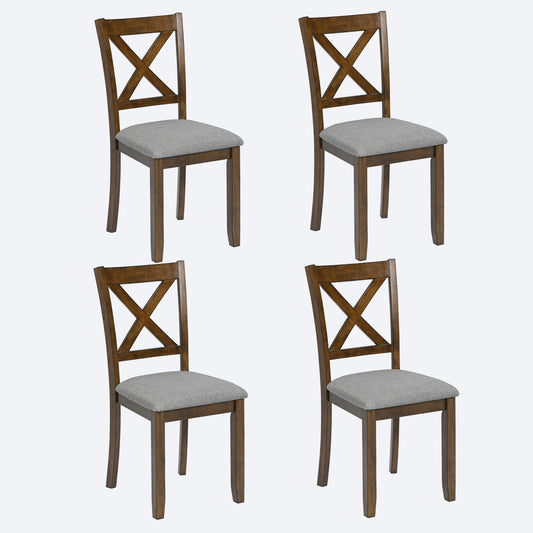 Dining Chairs Only, Wooden Dining Chairs Set of 4, Kitchen Chair with Padded Seat, Upholstered Side Chair for Dining Room, Living Room, Walnut