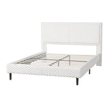 Simple Modern White Plush Soft Bed Comfortable Backrest for Queen Size, Fabric and Wood Construction