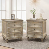 Farmhouse Nightstands Set of 2 with 4 Drawer,Wood Storage End Table with Hidden Pull-Out Shelf, Large Side Table with 4 Solid Wood Feet and Metal Handle,Easy Assembly,Natural