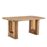 Stylish Wood Color Textured Dining Table MDF Material with Wood Grain Stickers 64.5 x 35.4 Inch