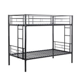 Modern Metal Bunk Bed Black Twin Over Twin with Sturdy Structure and Safe Stairs