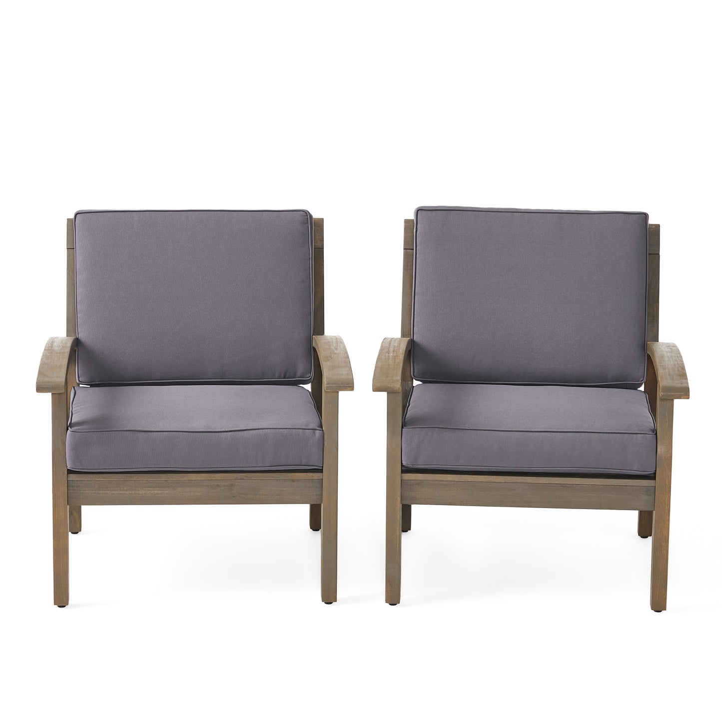Peyton Club Chair Outdoor Seating Dark Grey Acacia Wood 32.25 x 28.00 x 31.25 inches