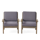 Peyton Club Chair Outdoor Seating Dark Grey Acacia Wood 32.25 x 28.00 x 31.25 inches
