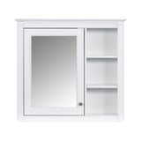 Modern Wall-Mounted Medicine Cabinet with Mirror, 30'' x 28'', White Finish, MDF and Solid Wood Construction, 3 Open Shelves