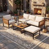 Outdoor 4-piece Acacia Wood and Metal Patio Sofa Set (old sku N757S438856B)