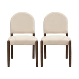 Dining Chairs with Back Mid Century Fabric Upholstered Armless Dining Room Side Chairs Set of 2-Walnut+Beige