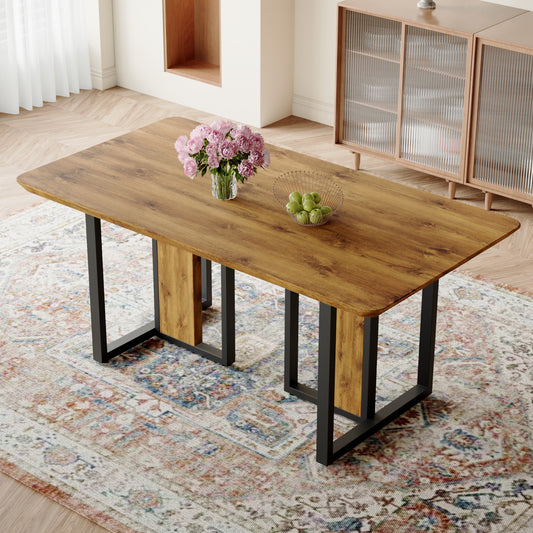 Modern minimalism and luxurious wood rectangular patterned dining table. The computer desk. Dining tables are used in the dining room, living room.67 *36 *30 Density Board Sticker,Iron Pipe Spraying,