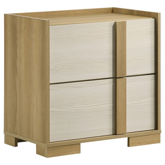 Lincoln Natural 2-Drawer Nightstand with Two-Tone Finish, Wood Construction, Natural Color, 23.75H x 23.25W x 15.25D