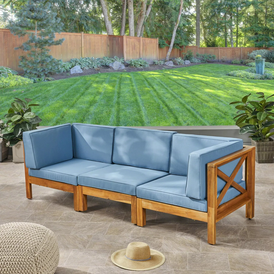 BRAVA X-BACK 3 SEATER OUTDOOR SECTIONAL SOFA SET, BLUE