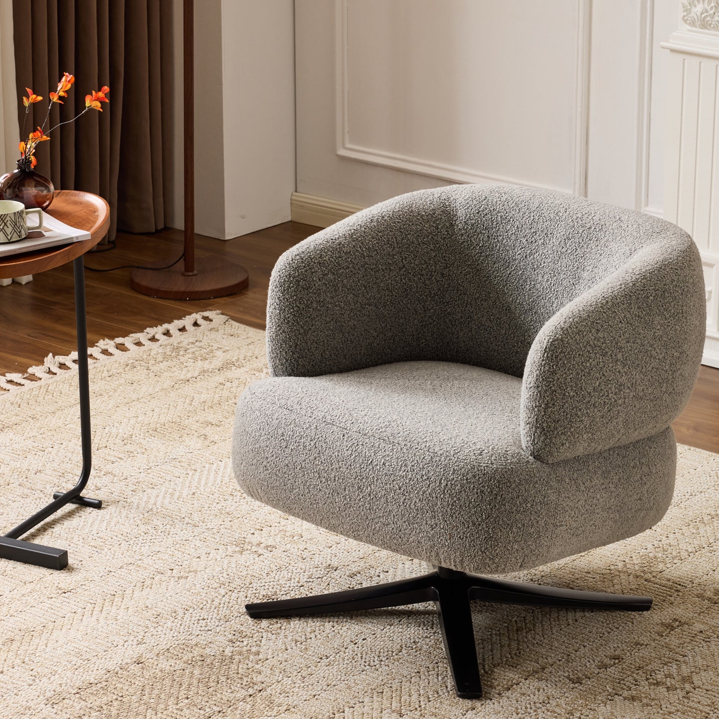 Cuddle-style leisure swivel sofa chair, suitable for balconies, studies and living rooms,  grey