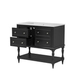 Modern 36' Bathroom Vanity Cabinet with Undermount Ceramic Sink, 4-Drawer Solid Wood Frame Set in Black, MDF and Pine Construction