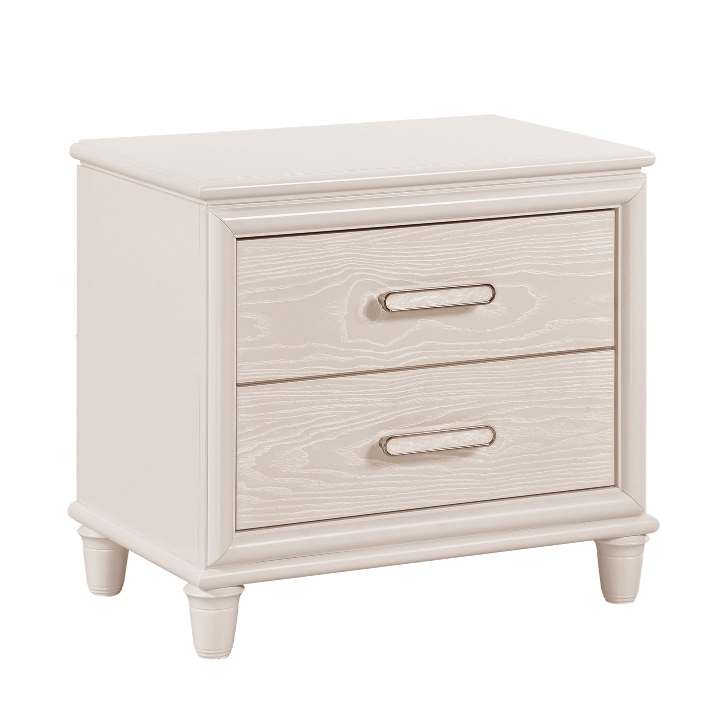 Modern Glam Style Two-Drawer Nightstand with USB ports Wooden Bedroom Furniture 1pc Bedside Cabinet