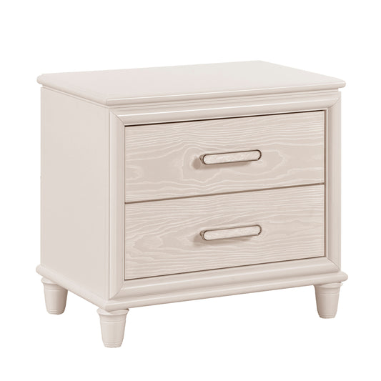 Modern Glam Style Two-Drawer Nightstand with USB ports Wooden Bedroom Furniture 1pc Bedside Cabinet