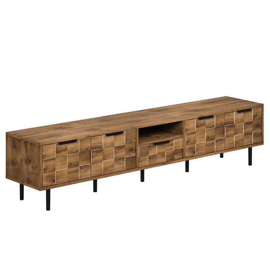 Natural Wood TV Stand for 85 75 65 Inch TV, L-Shaped Handle Entertainment Console with Storage, 78' Long