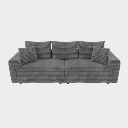 82.7 ' Plush Corduroy 3-Seat Sofa,Modern Comfy Upholstered Sofa Cloud Couch,Deep Seat Couches with Soft Pillows,Convertible Deep Seat Sofa Lounge Chair for Living Room Bedroom,Apartment,Office,Grey