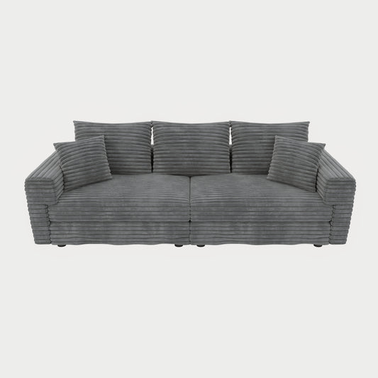 82.7 ' Plush Corduroy 3-Seat Sofa,Modern Comfy Upholstered Sofa Cloud Couch,Deep Seat Couches with Soft Pillows,Convertible Deep Seat Sofa Lounge Chair for Living Room Bedroom,Apartment,Office,Grey