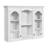 Retro White Wall-Mounted Medicine Cabinet with 2 Glass Doors, Adjustable Shelves, MDF and Solid Wood Frame, 35.27''W x 28''H x 7.83''D