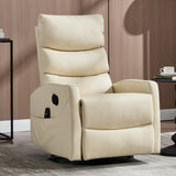 Heat Massage Manual Recliner Chair with Rocker and Swivel in Fabric for Living Room, Beige