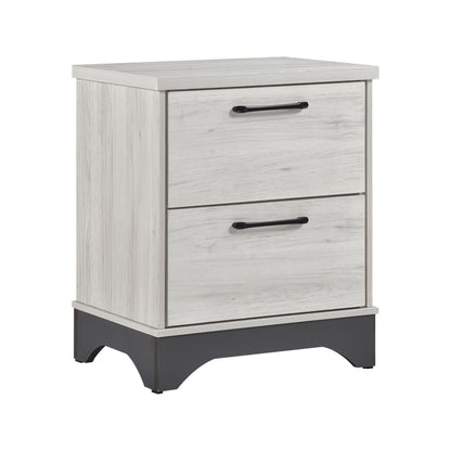 Contemporary Two-Tone White Oak and Gray Finish 2-Drawer Nightstand Bedroom Furniture 1pc
