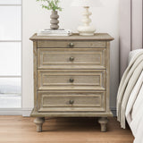 Farmhouse Nightstands with 4 Drawer,Wood Storage End Table with Hidden Pull-Out Shelf, Large Side Table with 4 Solid Wood Feet and Metal Handle,Easy Assembly,Natural